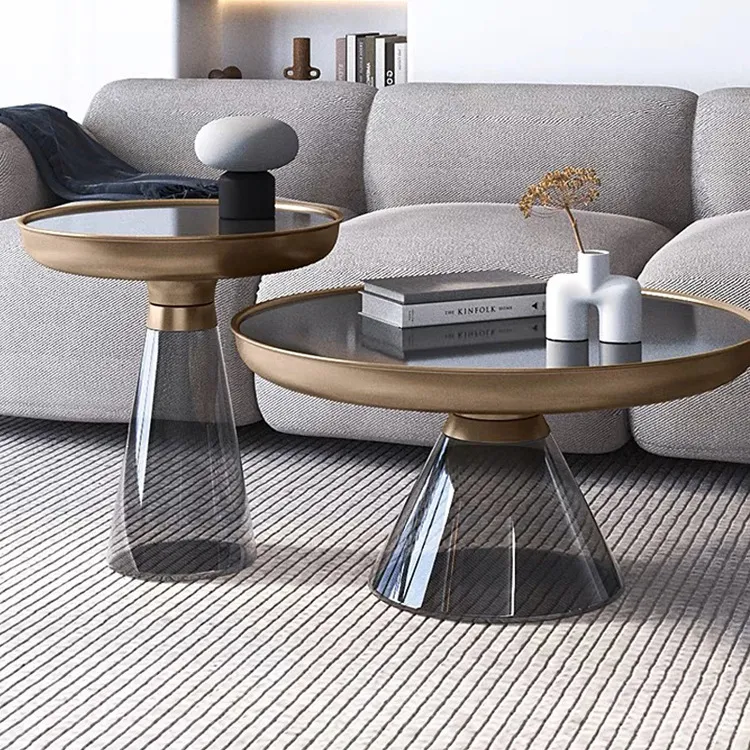 Simple Colored Glass Coffee Table Design View 2