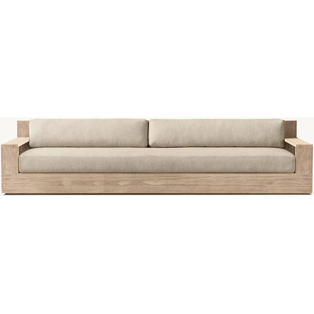 RH Modern Luxury Outdoor Teak Multi Seater Sofa Low Profile Deep Seating Waterproof Solid Wood Patio Garden Minimalist Furniture