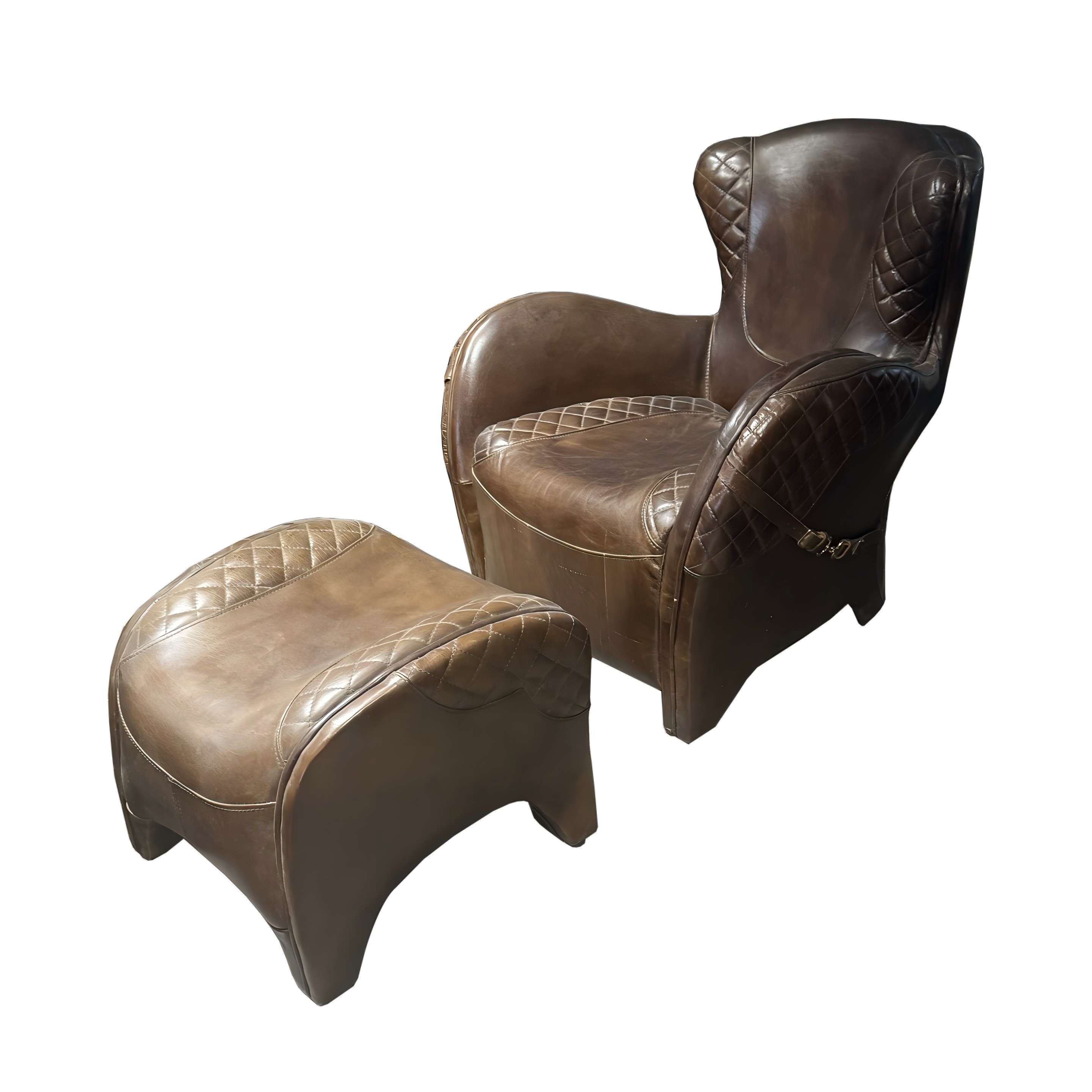 Vintage Sofa Chair American Oil Wax Leather Saddle Chair Single Recliner Armchair High-end Villa LivingRoomCigarRoomPrivate Club