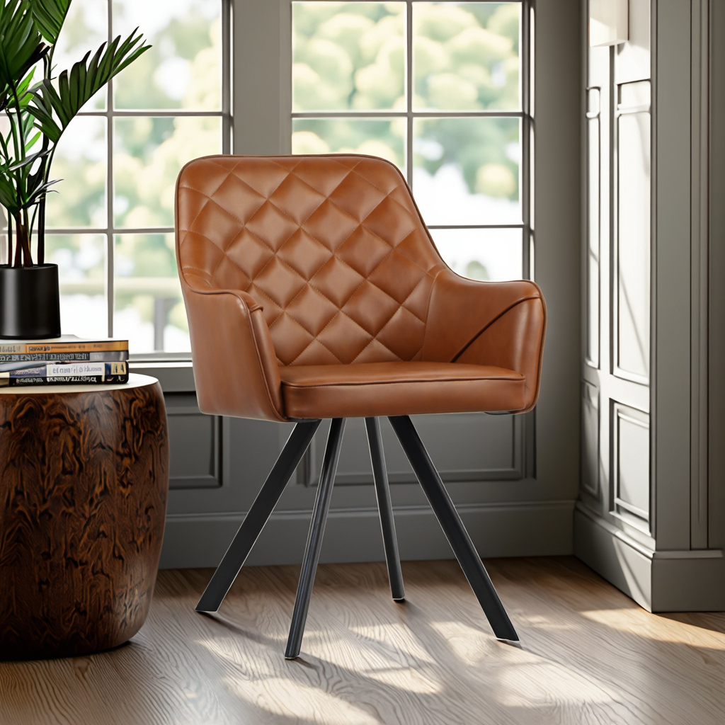 Modern PU Leather Reclining Accent Chair for Living Room and Bedroom Furniture Upholstered Reading Chair with High Backrest