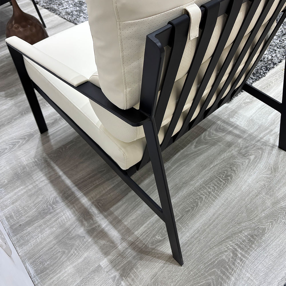 USA Free Shipping Modern Black PU Leather Accent Chair Living Room Armchair Ergonomic Reclining Cushion Scratch Resistant Foot