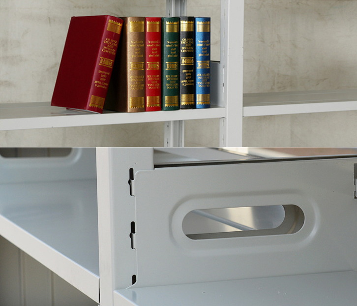 Factory Direct Metal Frame Double Sided 5 Shelves Library School Office Furniture Bookcase Bookshelves