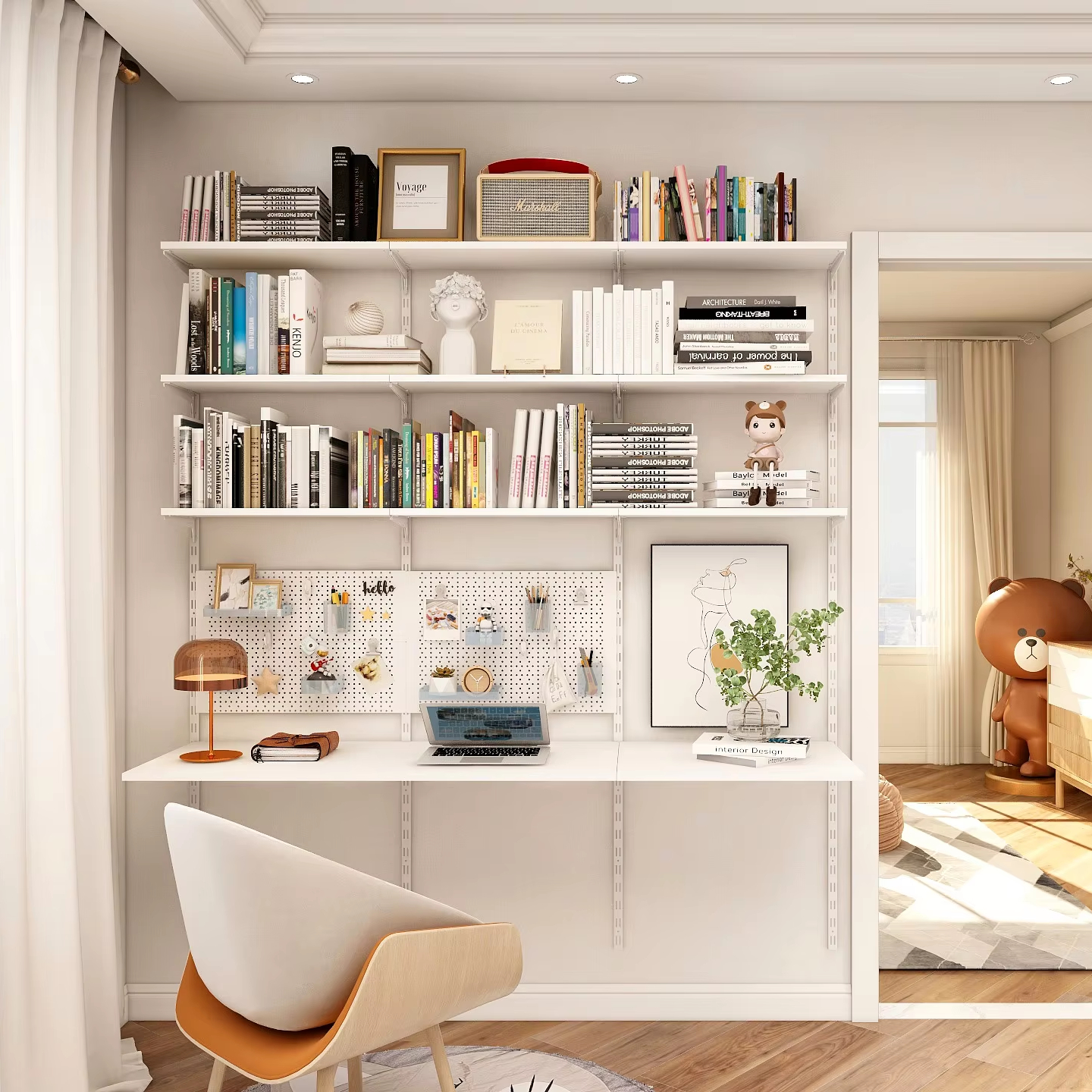 DIY Bookshelf Kit, Modern Wood Bookcase, Easy Assembly Storage Shelf for Home Office wall storage