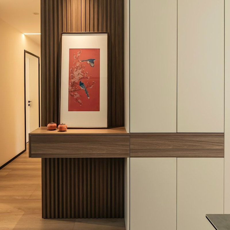 Custom Make Modern Handmade Solid Wood Mudroom Entryway Console Cabinet for Living Room Apartment Villa Hotel