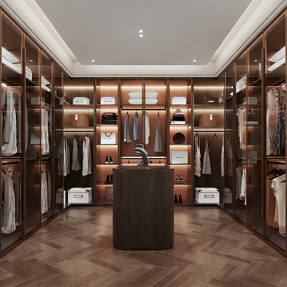 Customized Luxury Wardrobes Bedroom Furniture Wooden Household Bedroom Wardrobe Combination Wardrobe Walk in Closet System