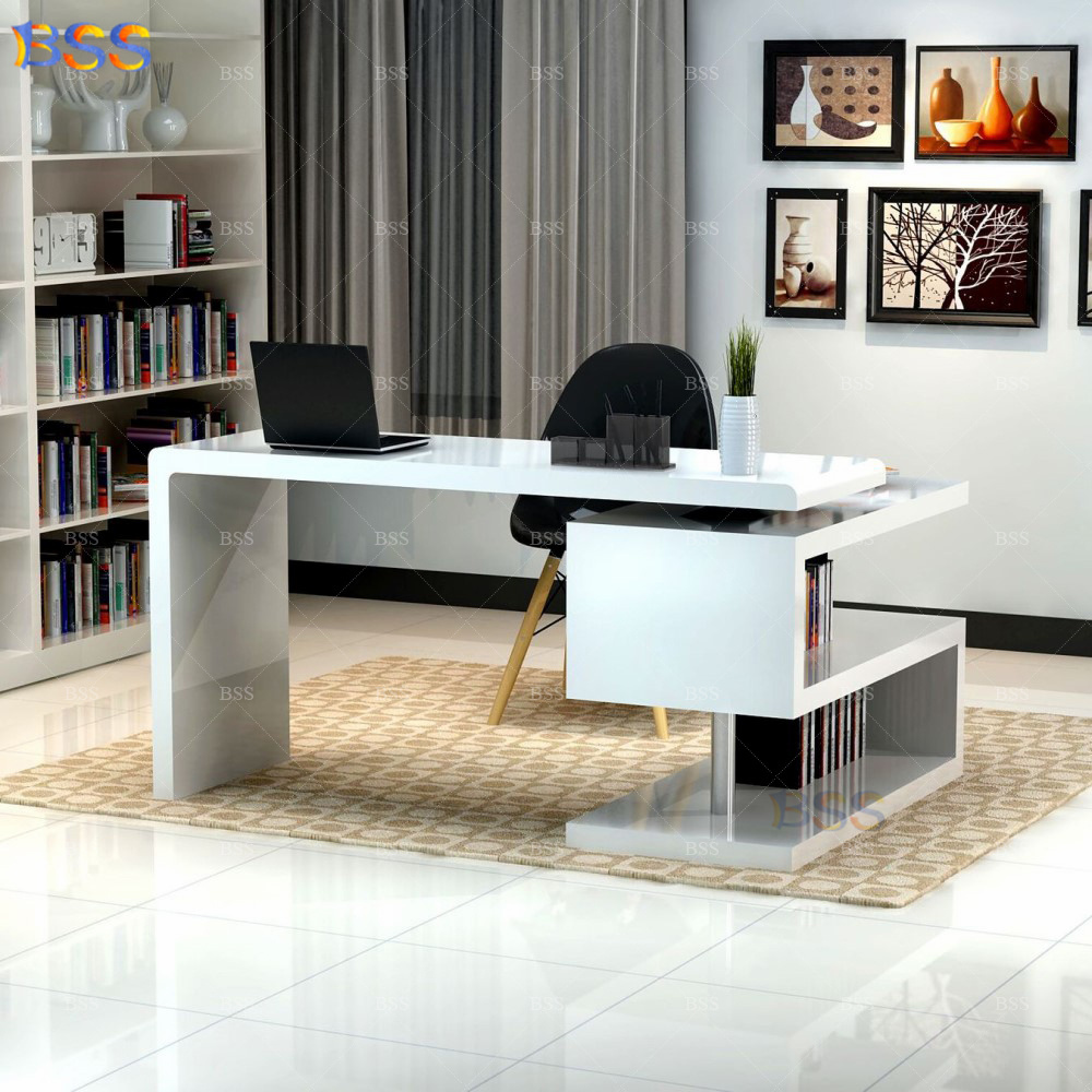 Small White Office Table Desk for Home Modern Secretary Desk Contemporary Luxury Executive Boss Office Computer Desk