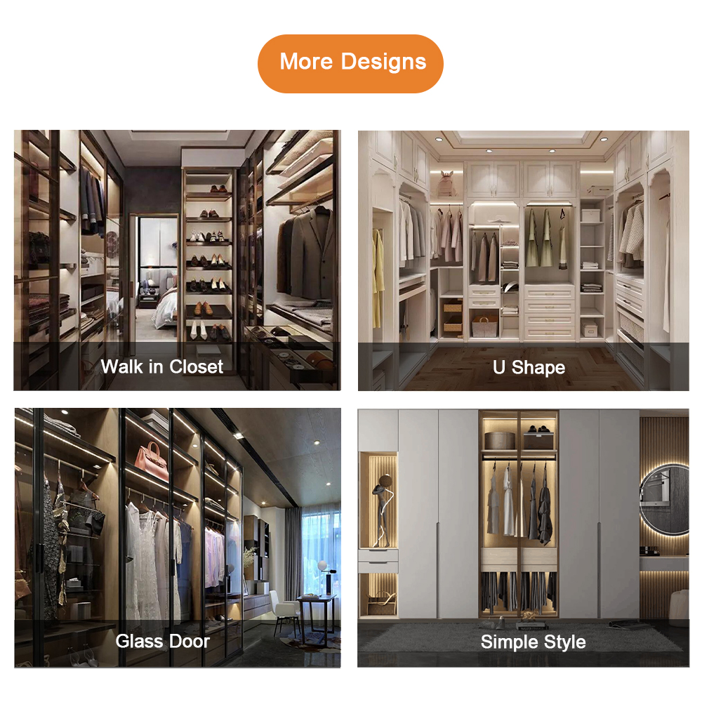 Customized Luxury Wardrobes Bedroom Furniture Wooden Household Bedroom Wardrobe Combination Wardrobe Walk in Closet System