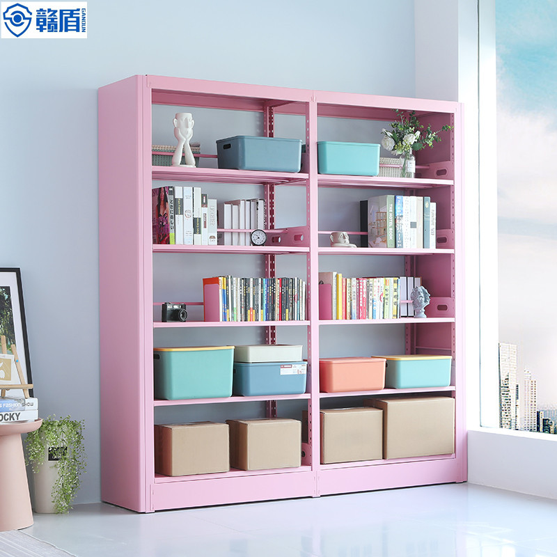 Home Steel Bookshelf Free Combination Floor Standing Shelf One-piece Wall-mounted Children's Multi-layer Library Bookcase