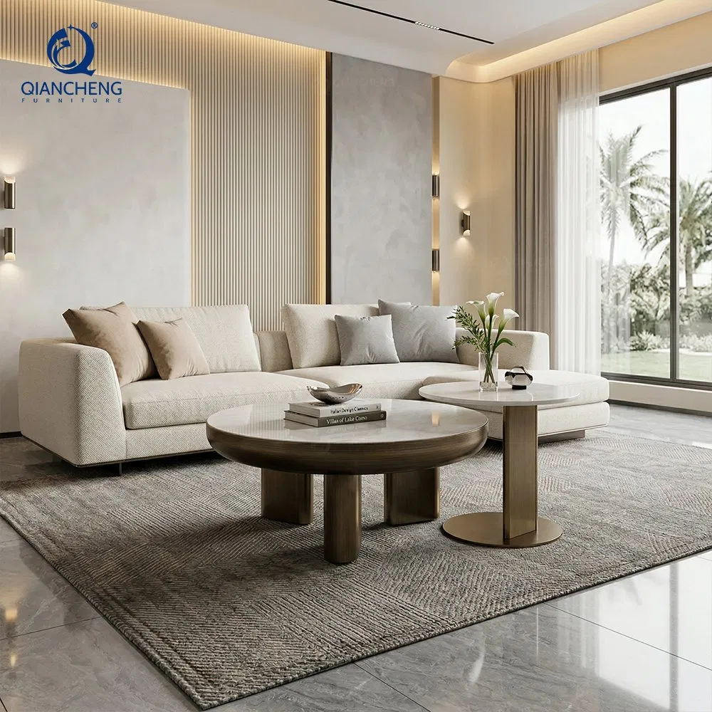 Luxury Round Nesting Coffee Table Setup View