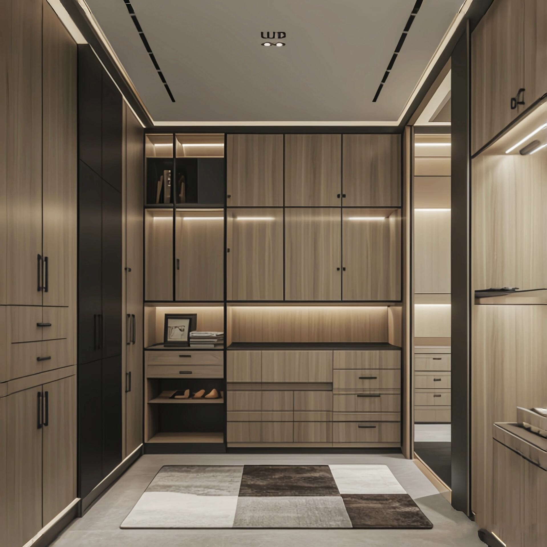 Italian Modern Luxury High-end Wall-mounted D-shaped Walk-in Closet Bedroom Closet With Accessories Wardrobe