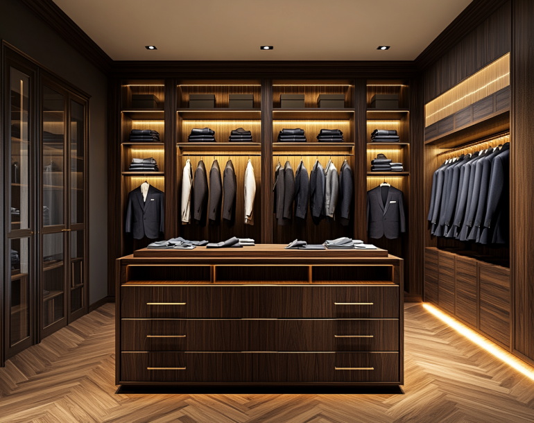 Customized Modern Design Clothes Wardrobes Furniture Set Home Hotel Bedroom Glass Door Wooden Walk in Closet Wardrobe