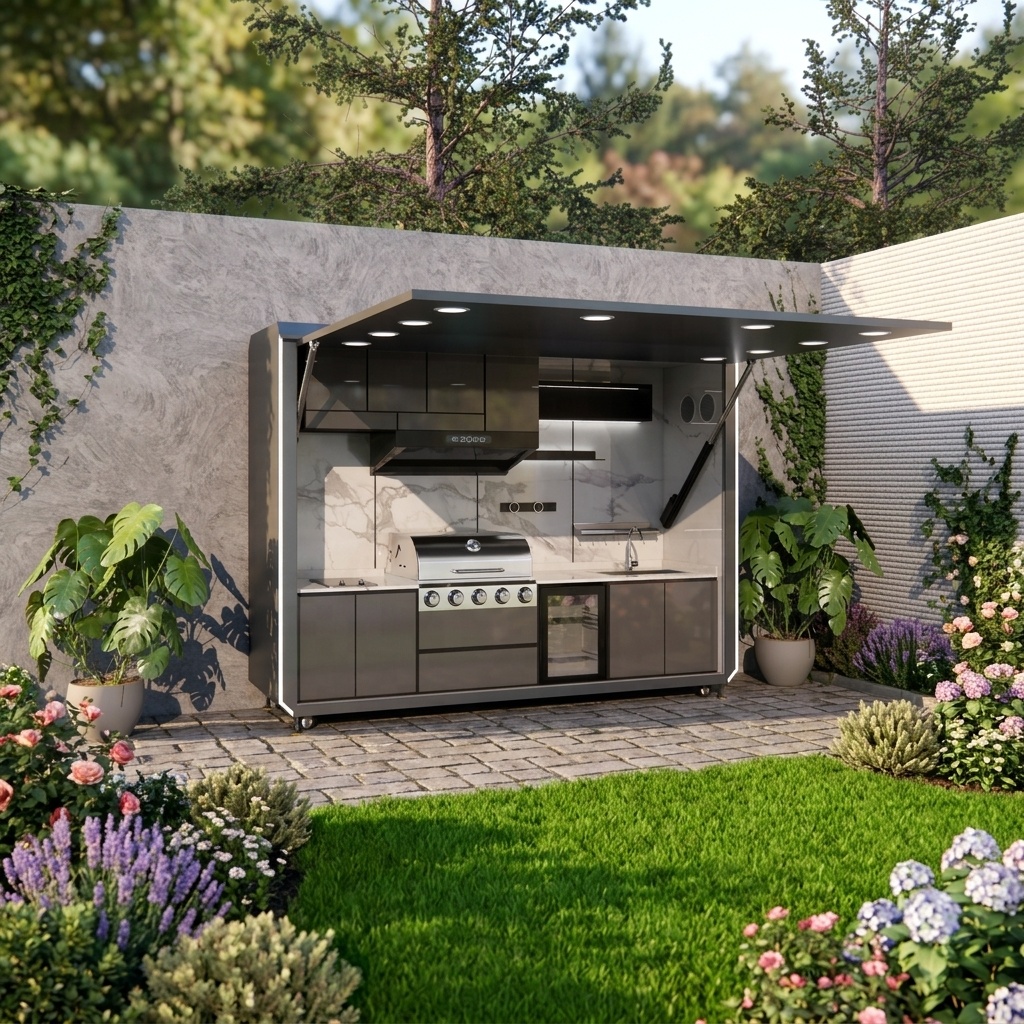 Outdoor Kitchen Stainless Steel BBQ Cabinets Modular Modern Kitchen Set With 1 Year Warranty For Garden Patio
