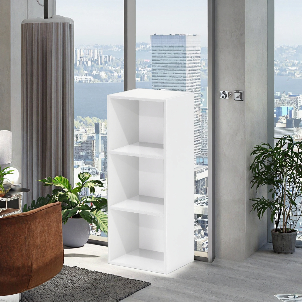 Contemporary 2025 Modern Design 3-Cube Bookshelves Solid Wood &amp; Panel Bookcases for Home Office Living Room &amp; Bedroom Furniture