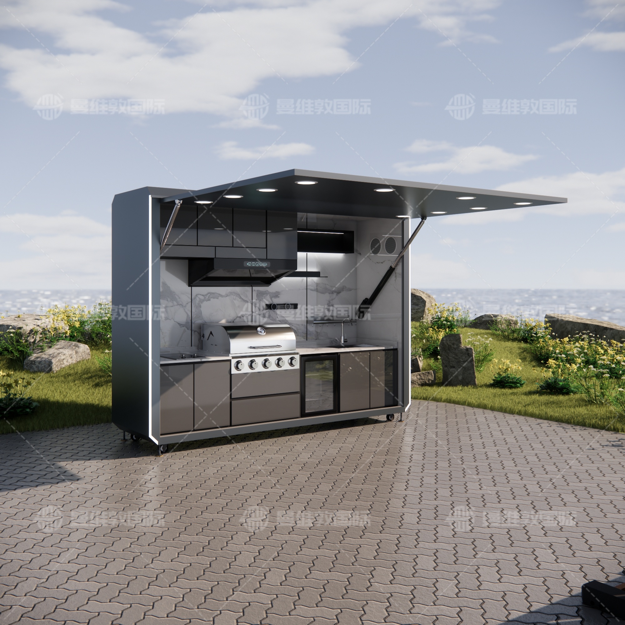 Outdoor Kitchen Stainless Steel BBQ Cabinets Modular Modern Kitchen Set With 1 Year Warranty For Garden Patio