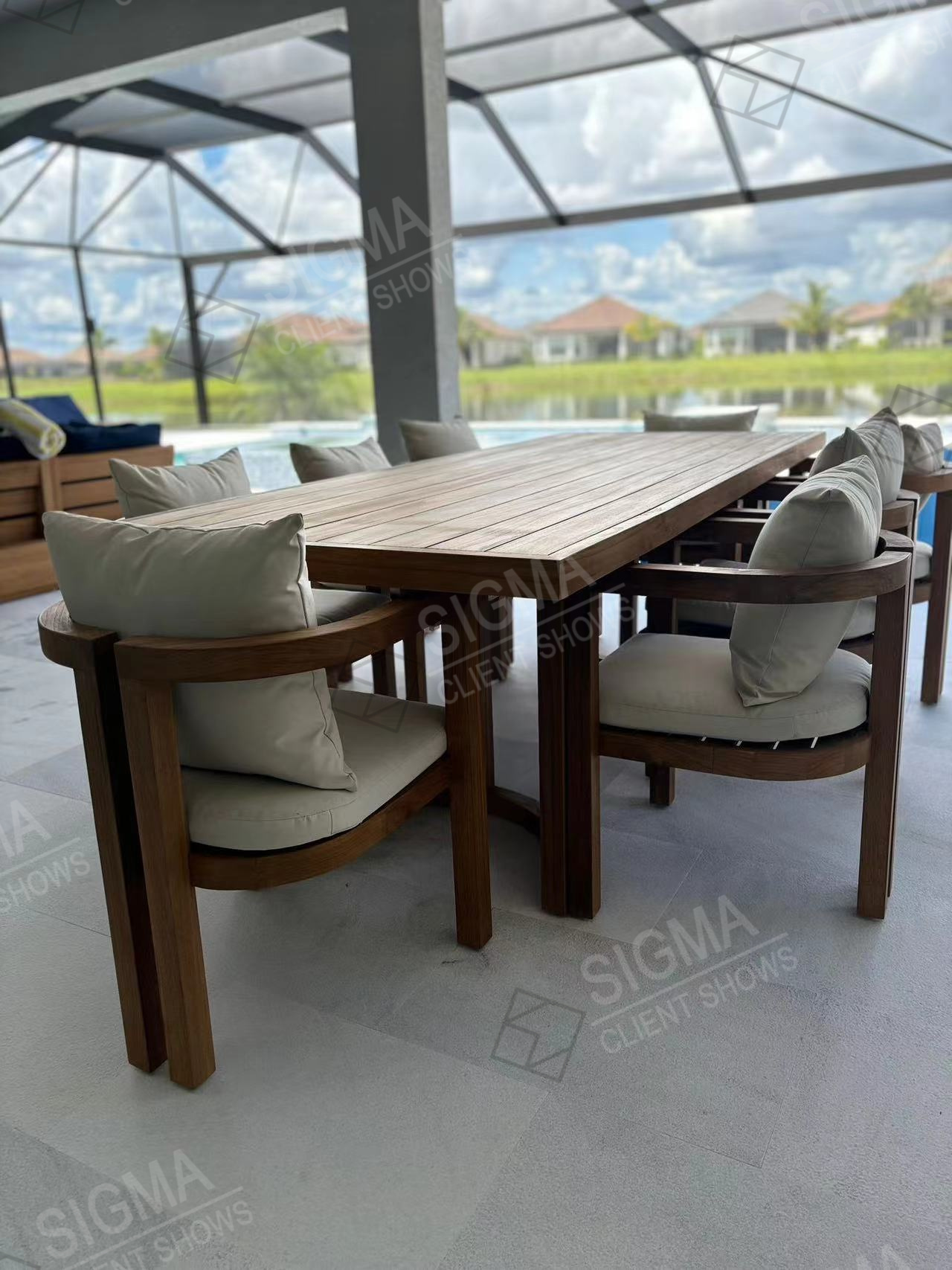 Teak sofa set details 1