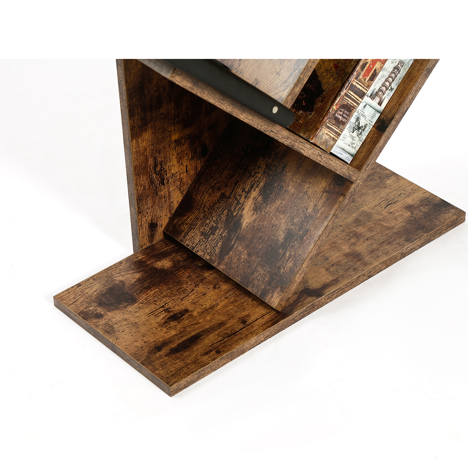 10 Tier Tree Book Shelf, Storage Organizer Bookshelves for Books/Magazine, Bookcase with Shelve for Office, Living Room - Brown