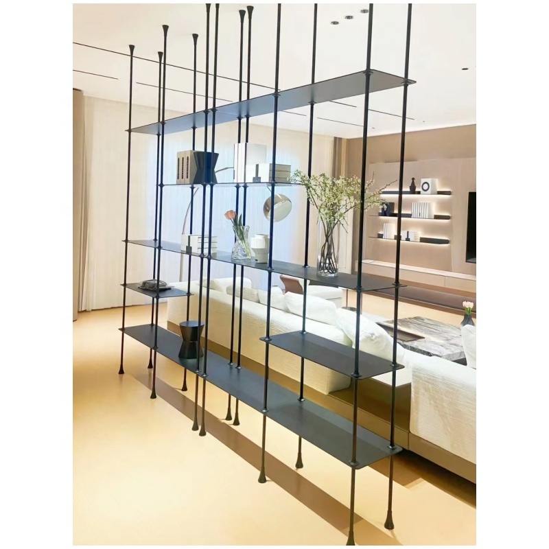 Home Office Open Bookshelf Metal Frame MDF Board Bookcase