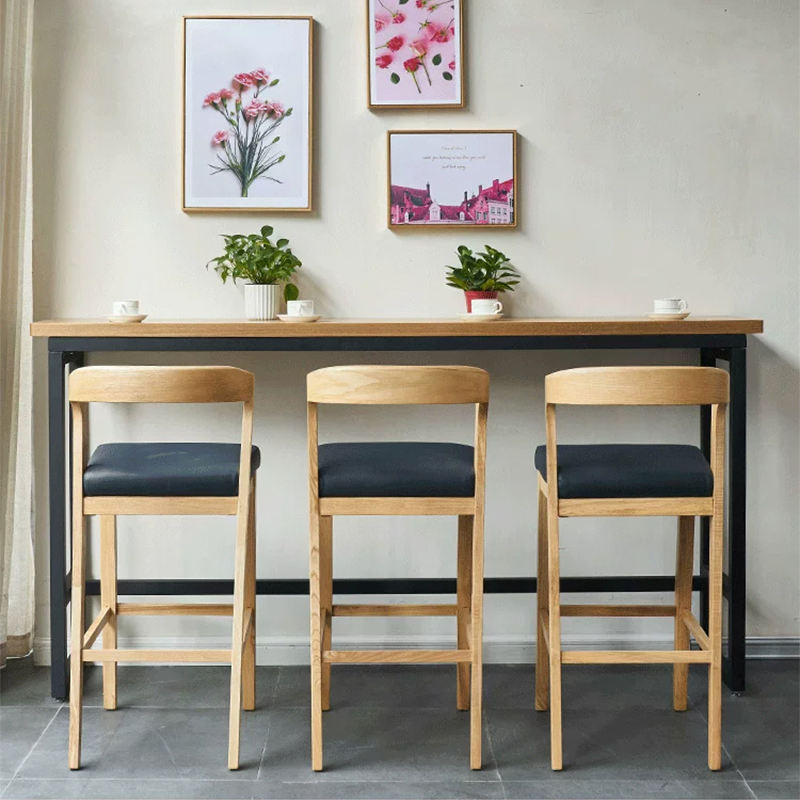 Customizable Commercial Counter Height Bar Stool with Curved Wooden Back and Footrest for Hotel Bar Projects