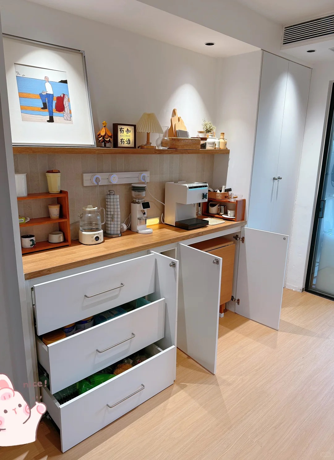 Modern 3 Meter Minimalist Sideboard Buffet Cabinet with Extra Large Storage Capacity for Organized Dining Room Kitchen