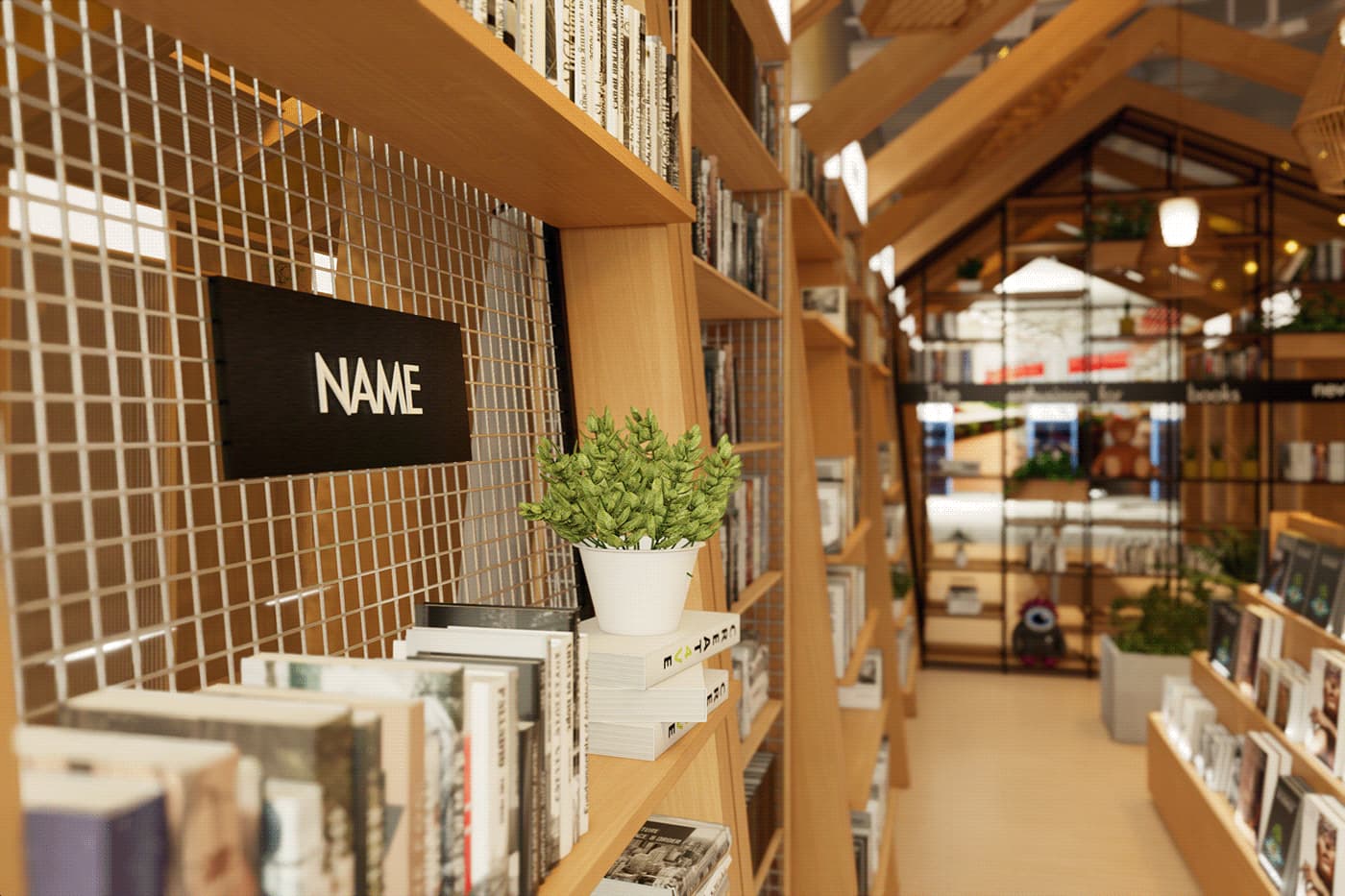 Full Custom Modern Wooden Library &amp; Bookstore Design Complete Fit-out with Bookshelves Showcases One-Stop Bookstore Decoration