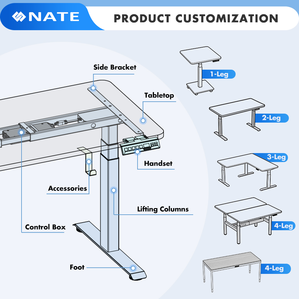 Dual Motor Electric Desk Height Adjustable Standing Table for Modern Office Desk