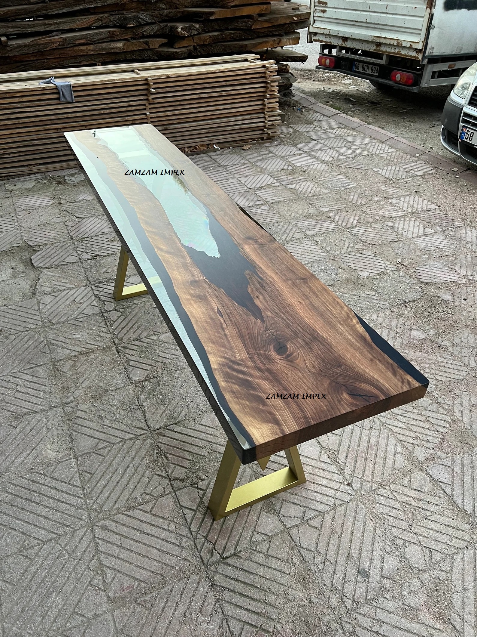 Custom Wood and Resin Console Table Entryway or Mudroom Table Handcrafted Resin Crafts