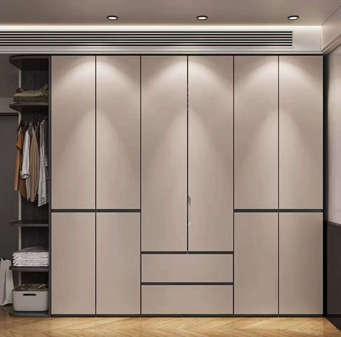 Family Apartment Hotel Bedroom Furniture Modern Luxury Design Bedroom Wardrobe with Shelves and Drawers