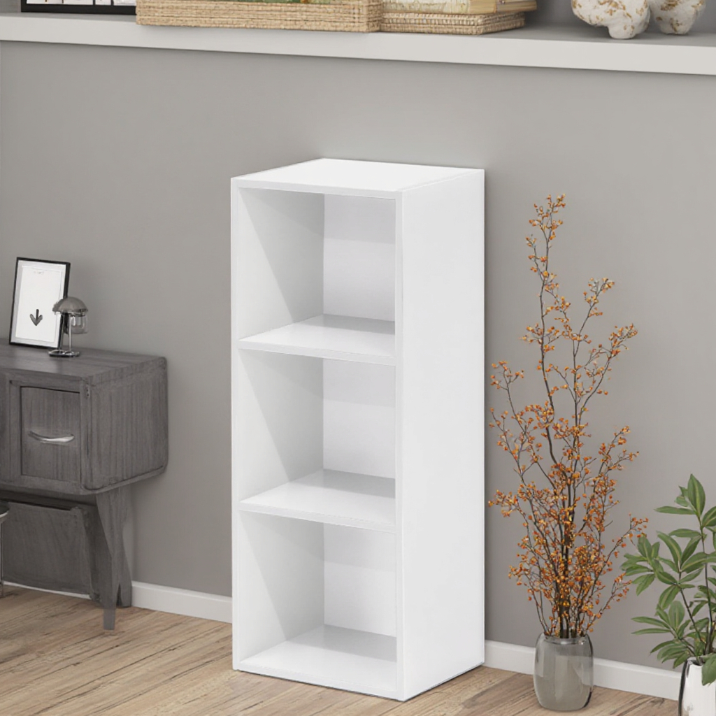 Contemporary 2025 Modern Design 3-Cube Bookshelves Solid Wood &amp; Panel Bookcases for Home Office Living Room &amp; Bedroom Furniture