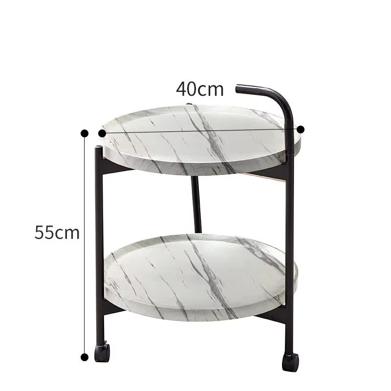 Double-Layer Simple Tea Cart Dessert Cake Cart Hotel Restaurant Delivery Cart Mobile Trolley Coffee Table Sofa End Table