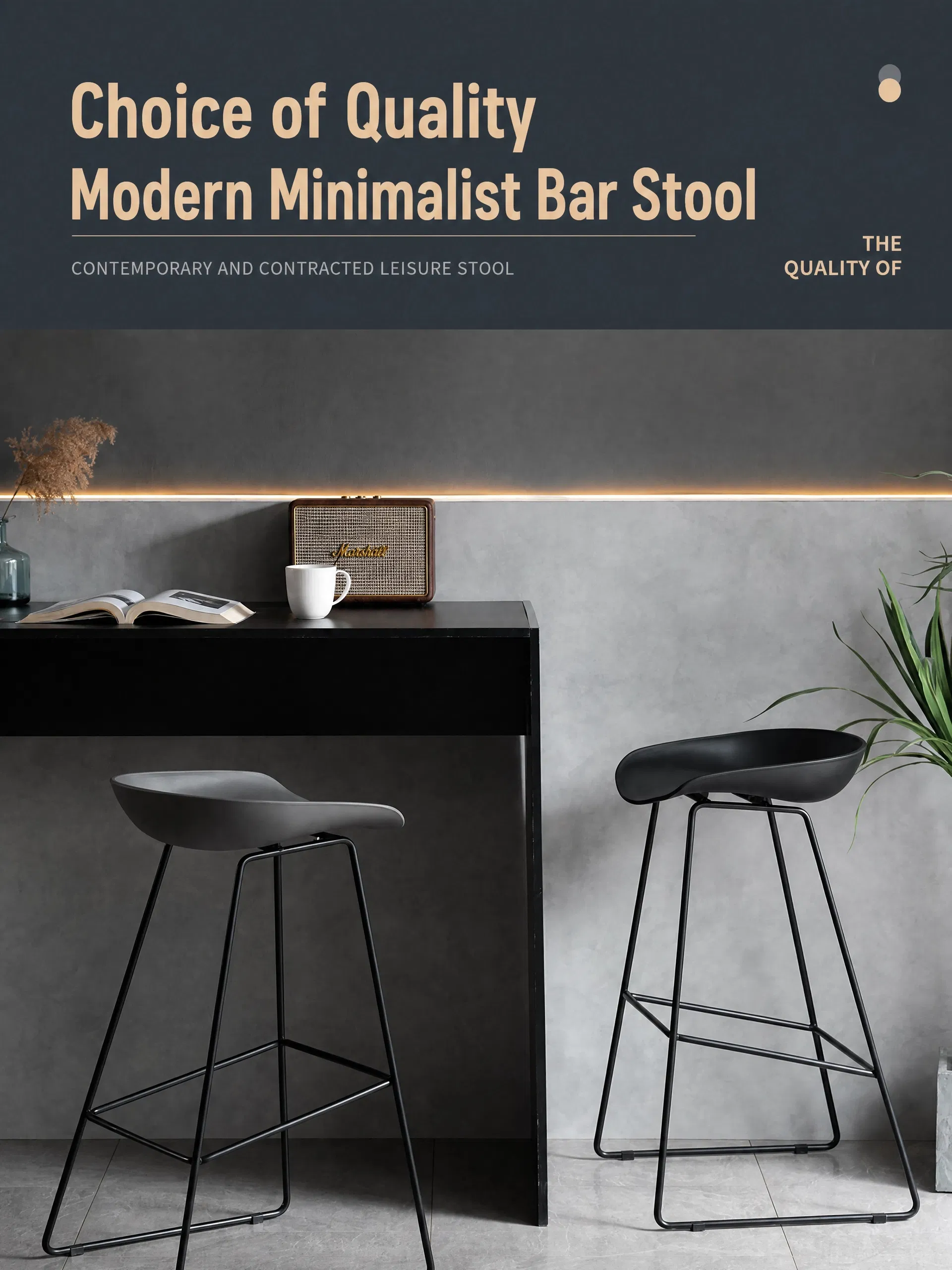 Nordic Tall Counter Furniture Metal Kitchen High Stool Bar Chair Detail 2