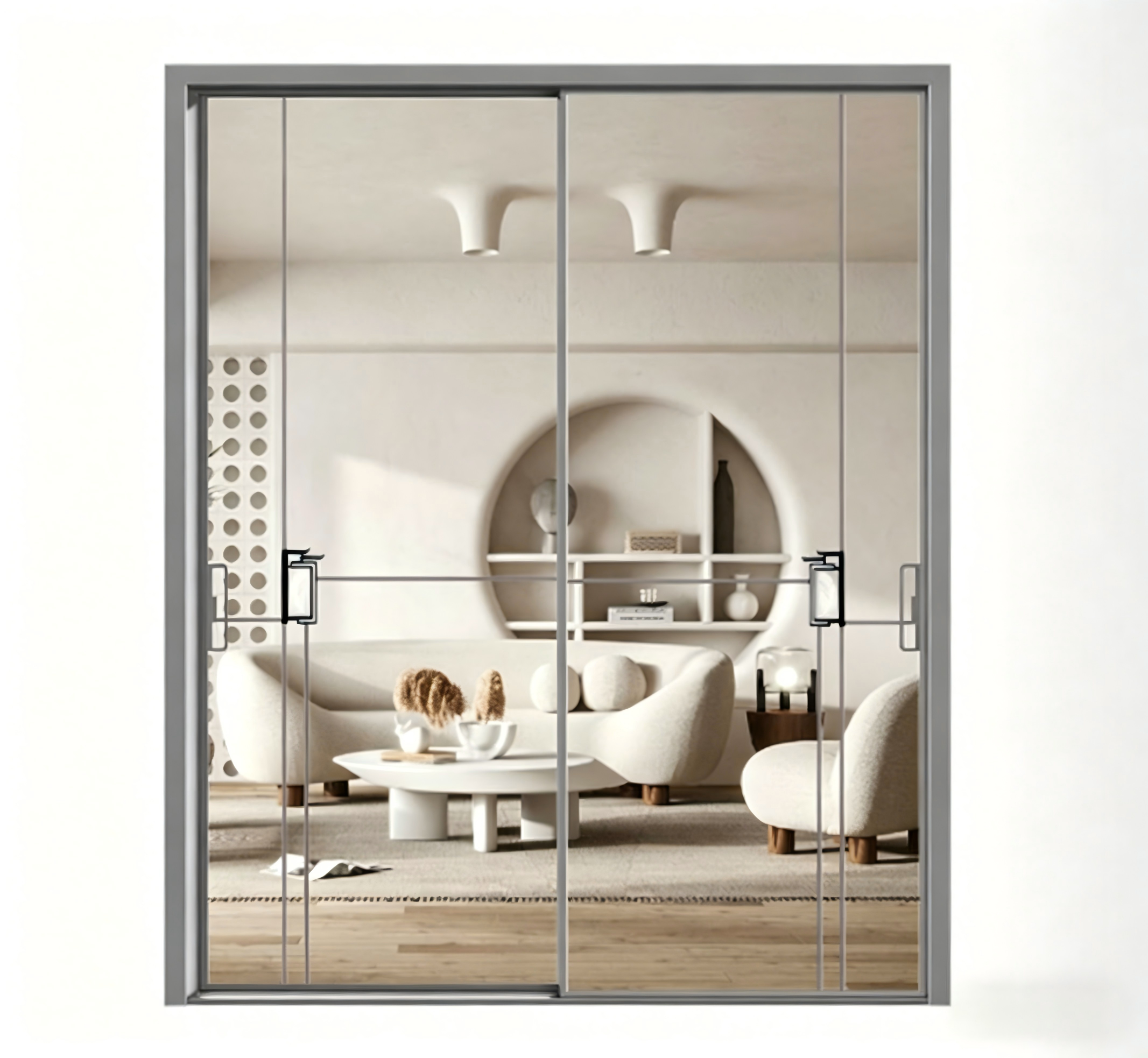 Modern Track Partition Kitchen Sliding Door Living Room Tempered Glass Aluminum Indoor Sliding Door