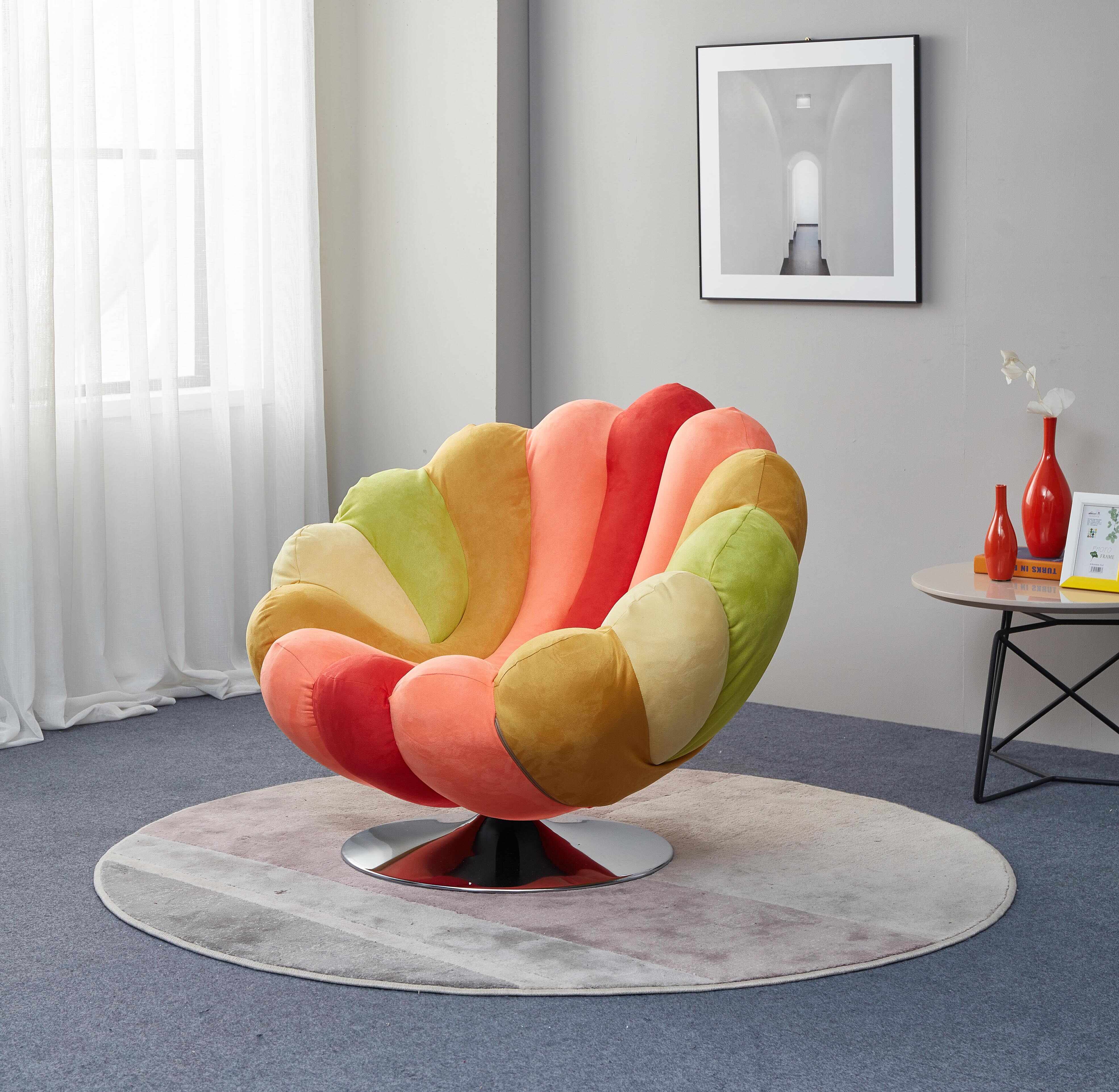 Luxury Sherpa Accent Chair Set Contemporary Queen Swing Swivel Reclining Lounge Armchair Removable Cover Metal Home Office Hotel