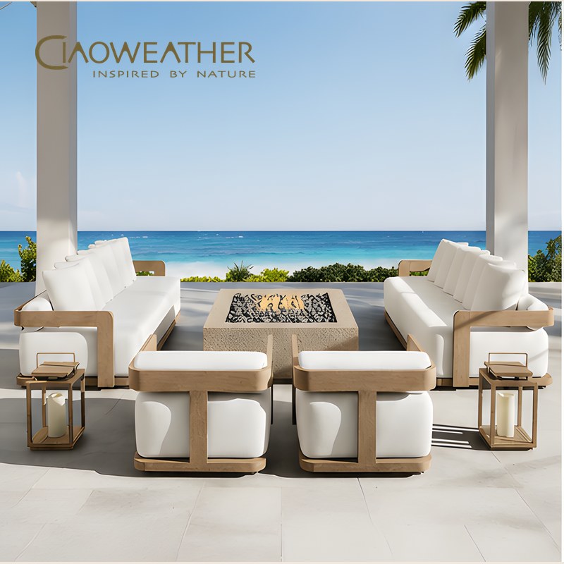 Modern Garden Teak Sofa Set Hotel Luxury Outdoor Furniture Modular Cushion Couch Outdoor Lounge Patio Furniture Garden Sofa Set