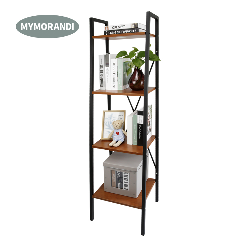 Hot Sale 4 Tiers Industrial Style Wooden Bookshelf Storage Rack for Home