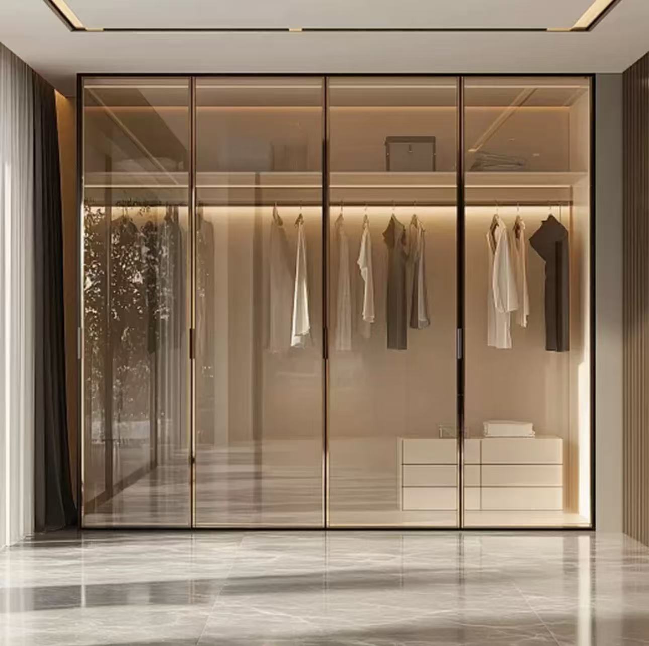Modern Clothing Storage Wardrobe Furniture Set, Custom-made Bedroom Wooden Wardrobe and Closet Design.