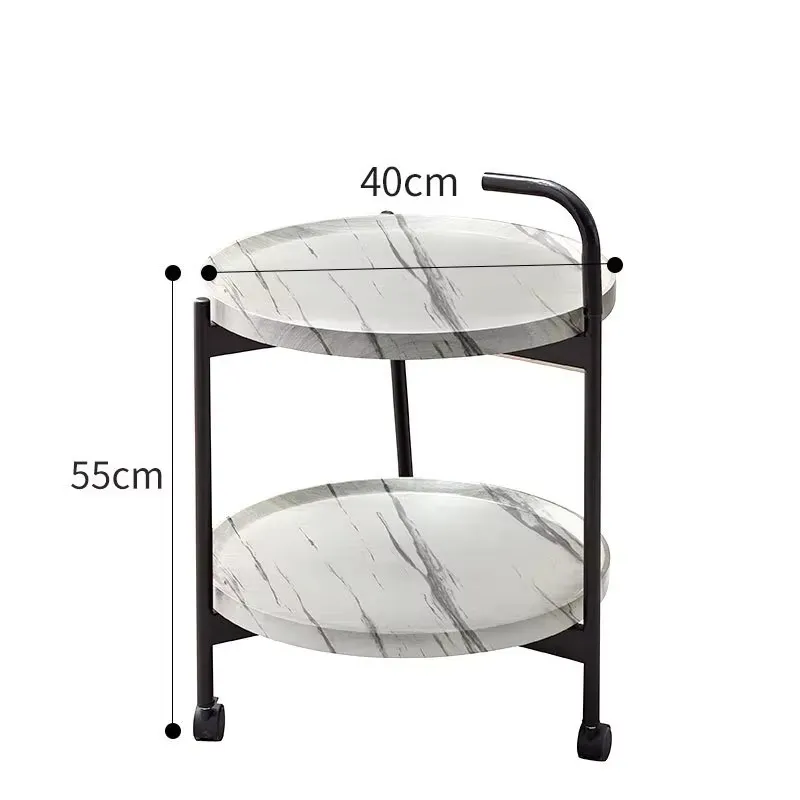 Double-Layer Simple Tea Cart Dessert Cake Cart Hotel Restaurant Delivery Cart Mobile Trolley Coffee Table Sofa End Table