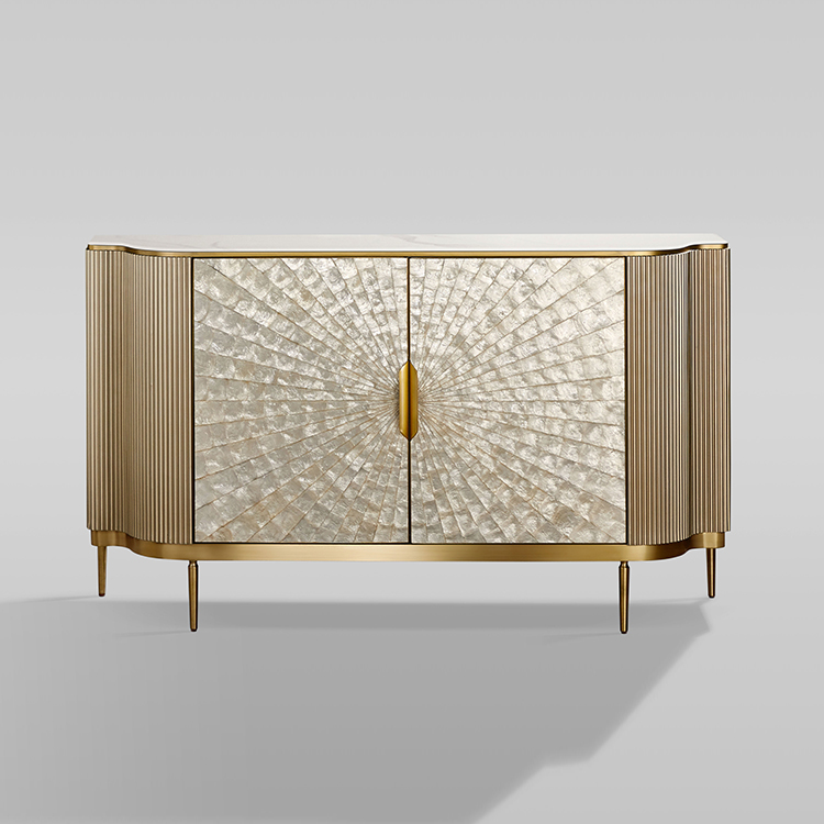Italian Luxury Sideboards Buffet Cabinets Modern Marble &amp; Wood Frame Gold Storage Home Furniture