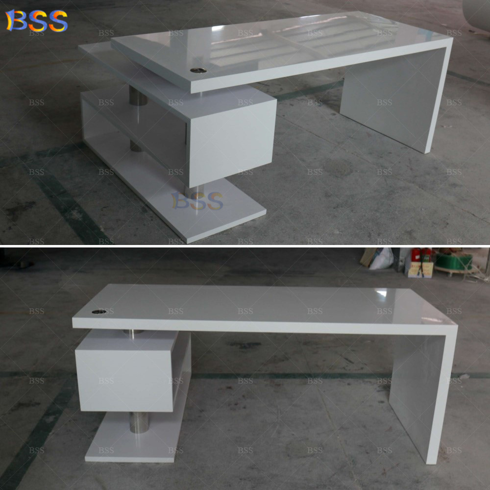 Small White Office Table Desk for Home Modern Secretary Desk Contemporary Luxury Executive Boss Office Computer Desk