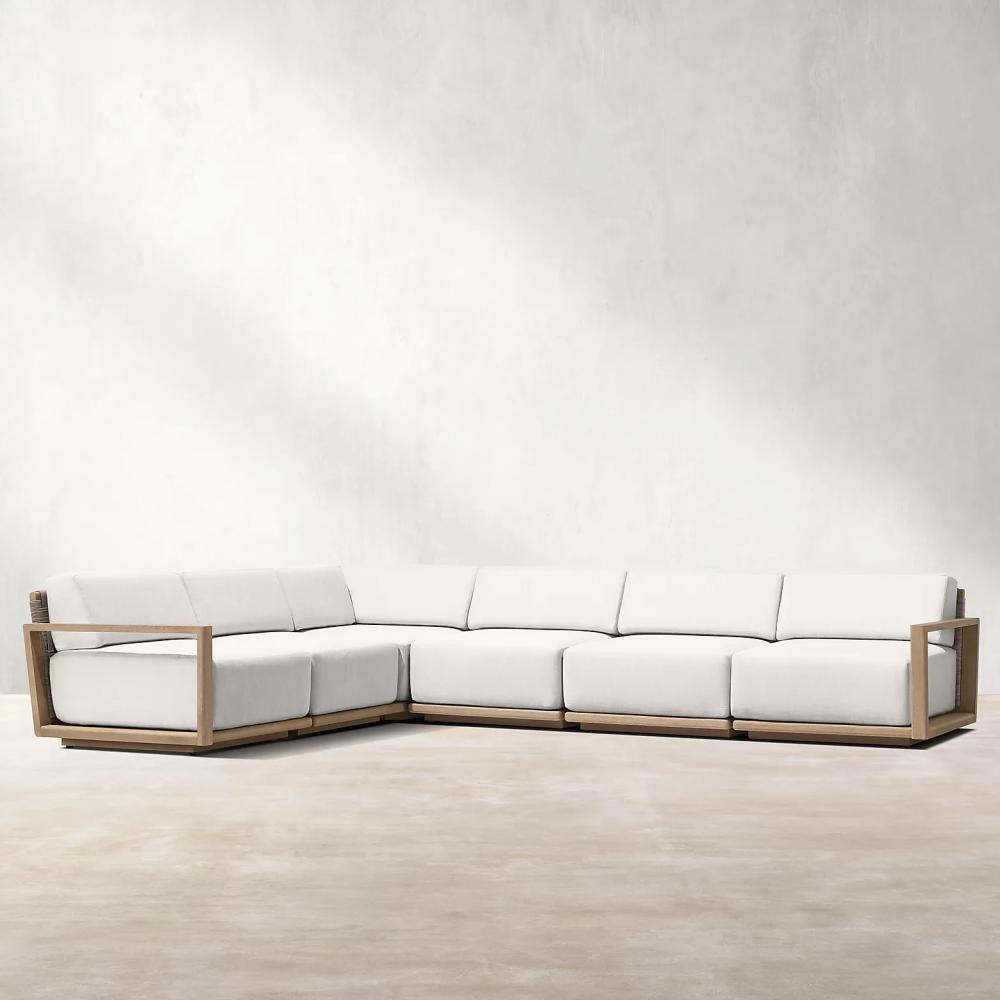 Customized Outdoor Solid Wood Furniture Combination Villa, Courtyard, Garden Leisure Designer Rope High-end Burmese Teak Sofa