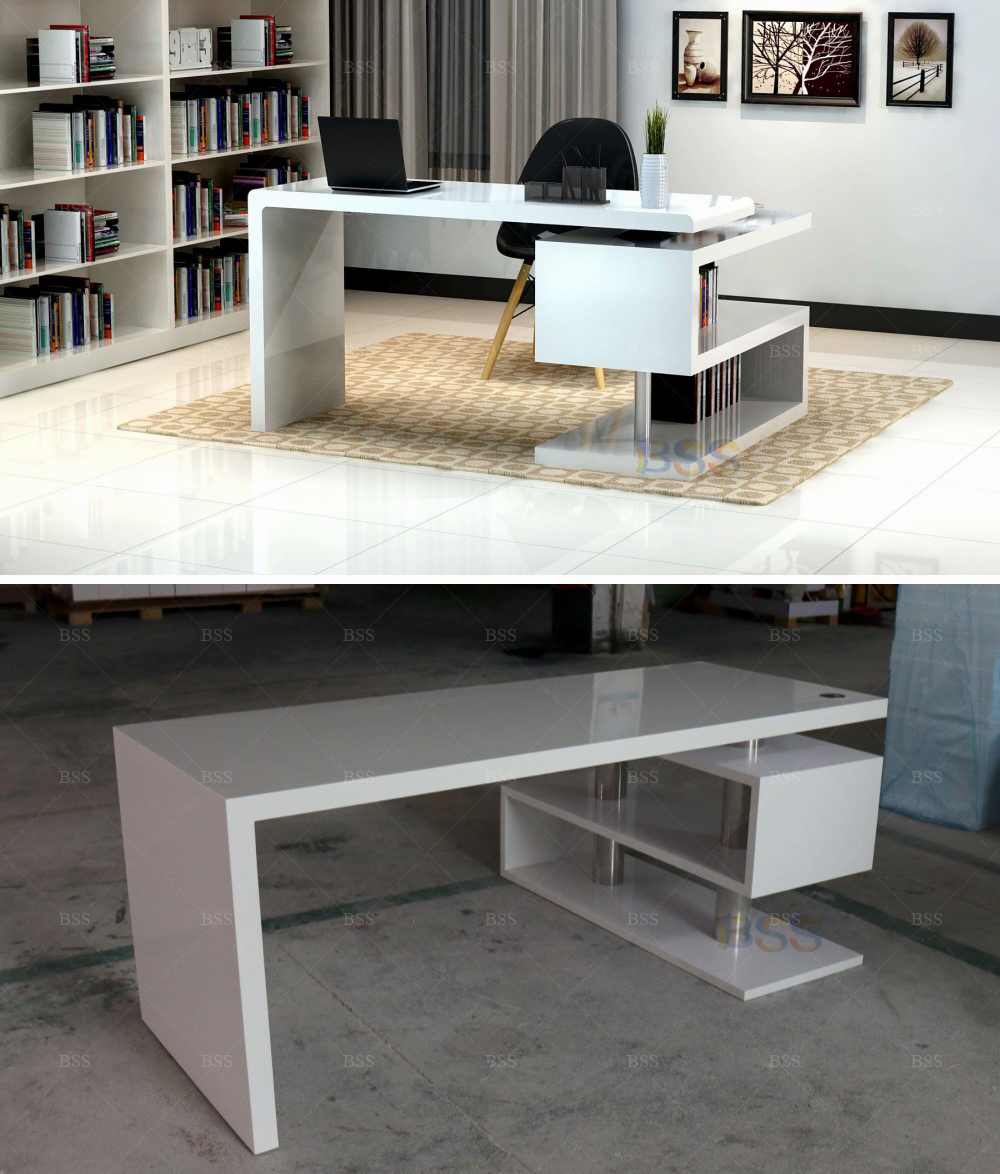 Small White Office Table Desk for Home Modern Secretary Desk Contemporary Luxury Executive Boss Office Computer Desk