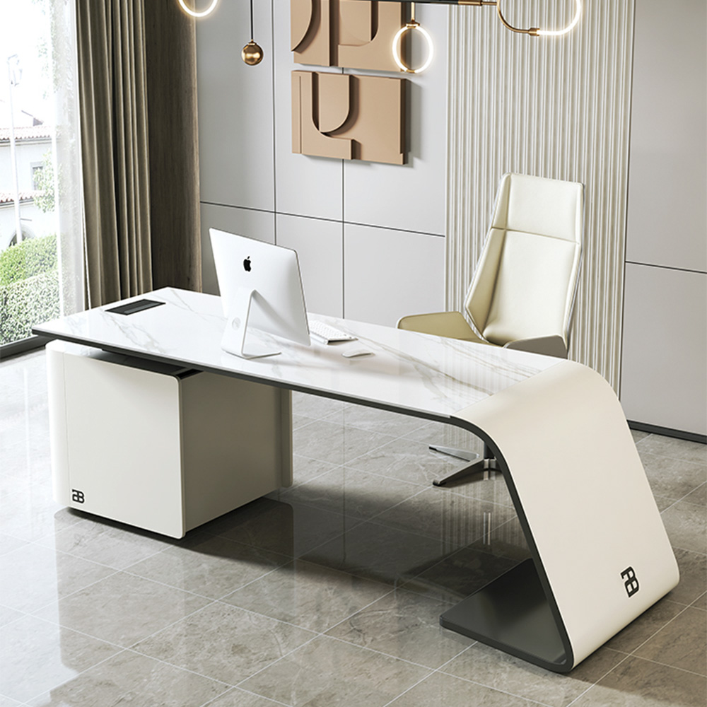Home Office Furniture Luxury Office Desk Set White Executive Office Table Modern Boss CEO Manager Desk