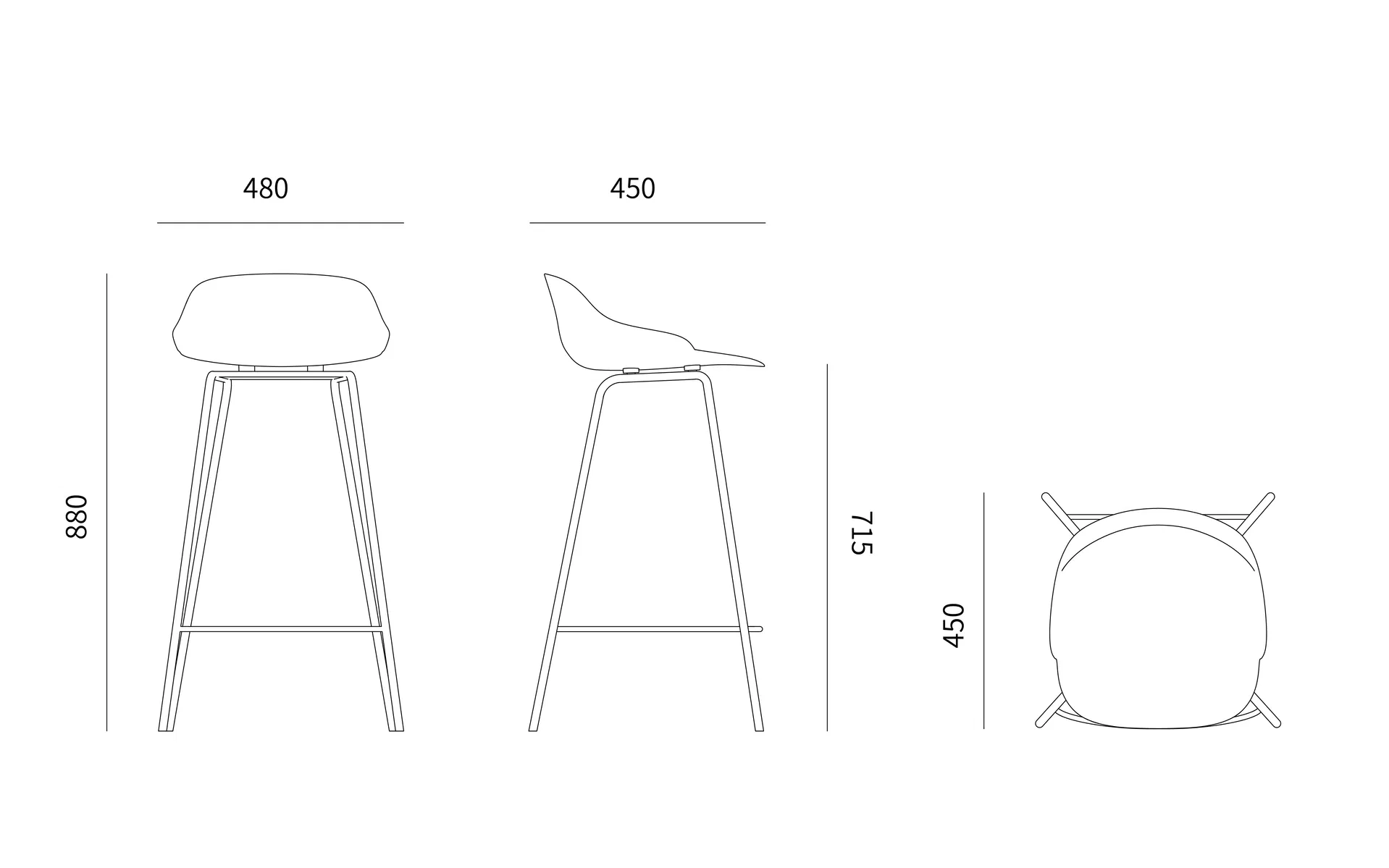 Modern Nordic Counter Bar Chair Barstools PP Sureface Light Metal High Kitchen Stool for Home Bar Steady Feature