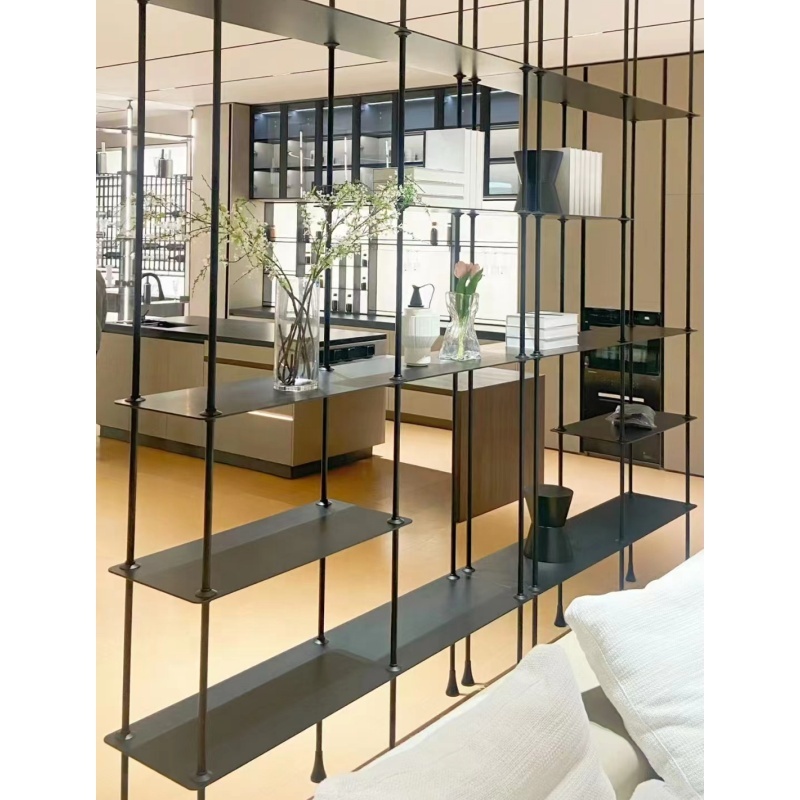 Home Office Open Bookshelf Metal Frame MDF Board Bookcase