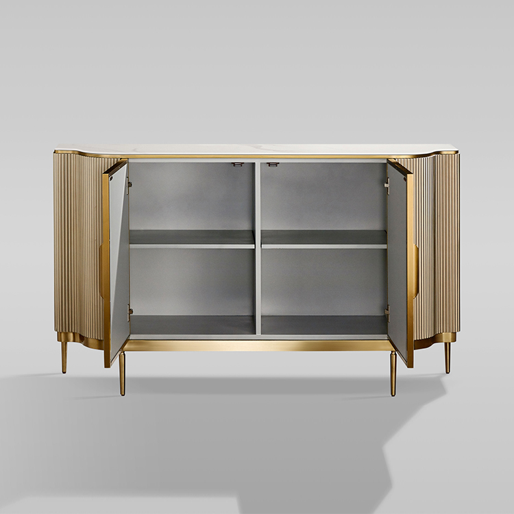 Italian Luxury Sideboards Buffet Cabinets Modern Marble &amp; Wood Frame Gold Storage Home Furniture