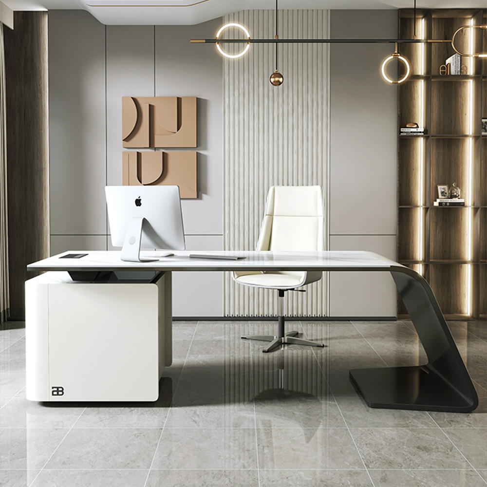 Home Office Furniture Luxury Office Desk Set White Executive Office Table Modern Boss CEO Manager Desk