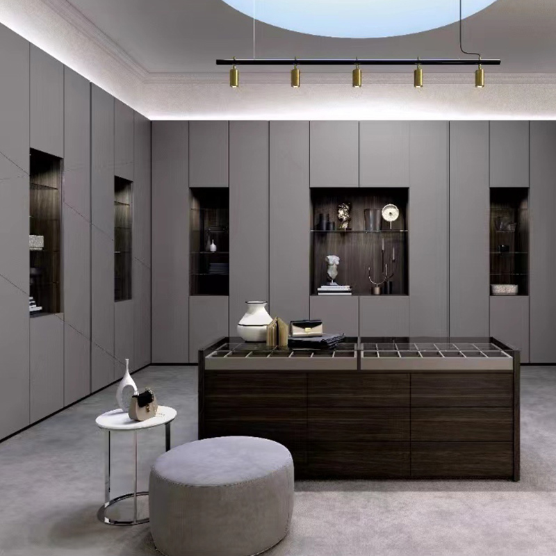Luxury Modern Wardrobes Custom Island Design Walk-in Wardrobe Closet System Set with Drawers