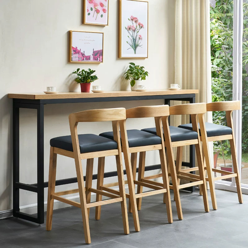 Customizable Commercial Counter Height Bar Stool with Curved Wooden Back and Footrest for Hotel Bar Projects