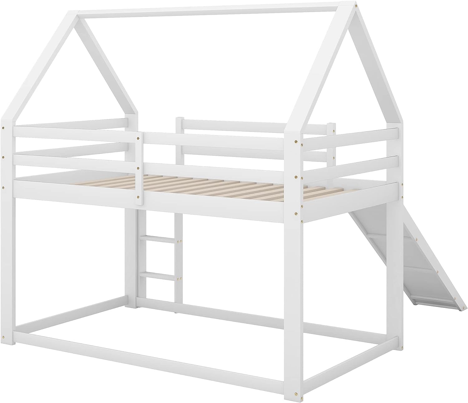 Customized Wooden House Solid Bunk Beds With Slide Children Kids Bedroom Furniture