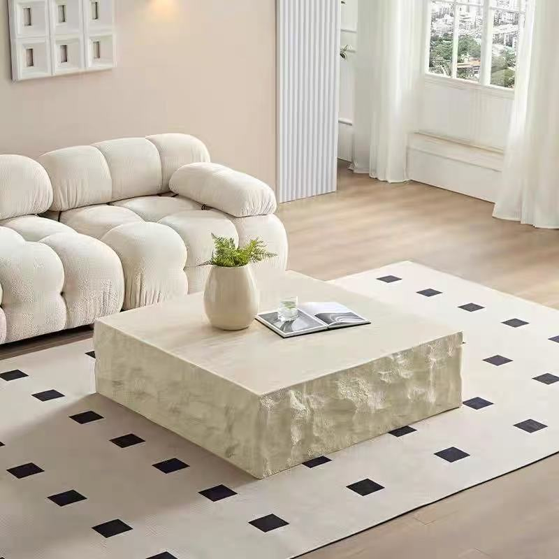 Indoor Waterproof Anti-Corrosion FRP Stone Look Irregular Coffee Table, Modern Sofa Side End Table for Home Homestay Project