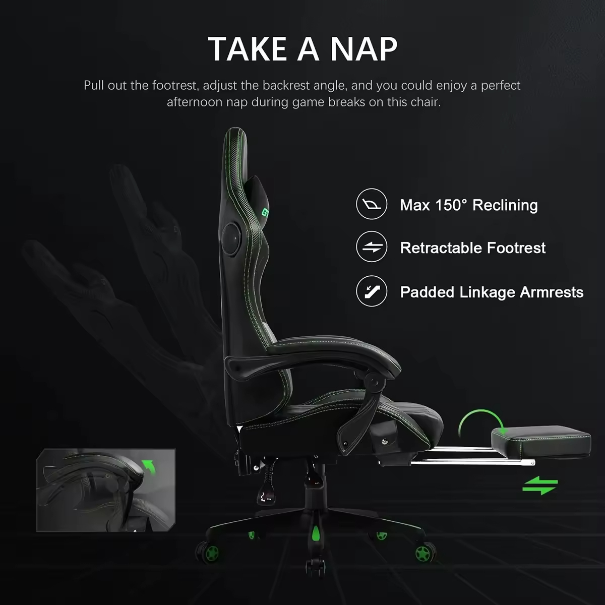 Razer Ergonomic Zero Gravity Gamer Racing Chair Custom Logo High Quality Massage Cooling Computer Adjustable Height Gaming Chair